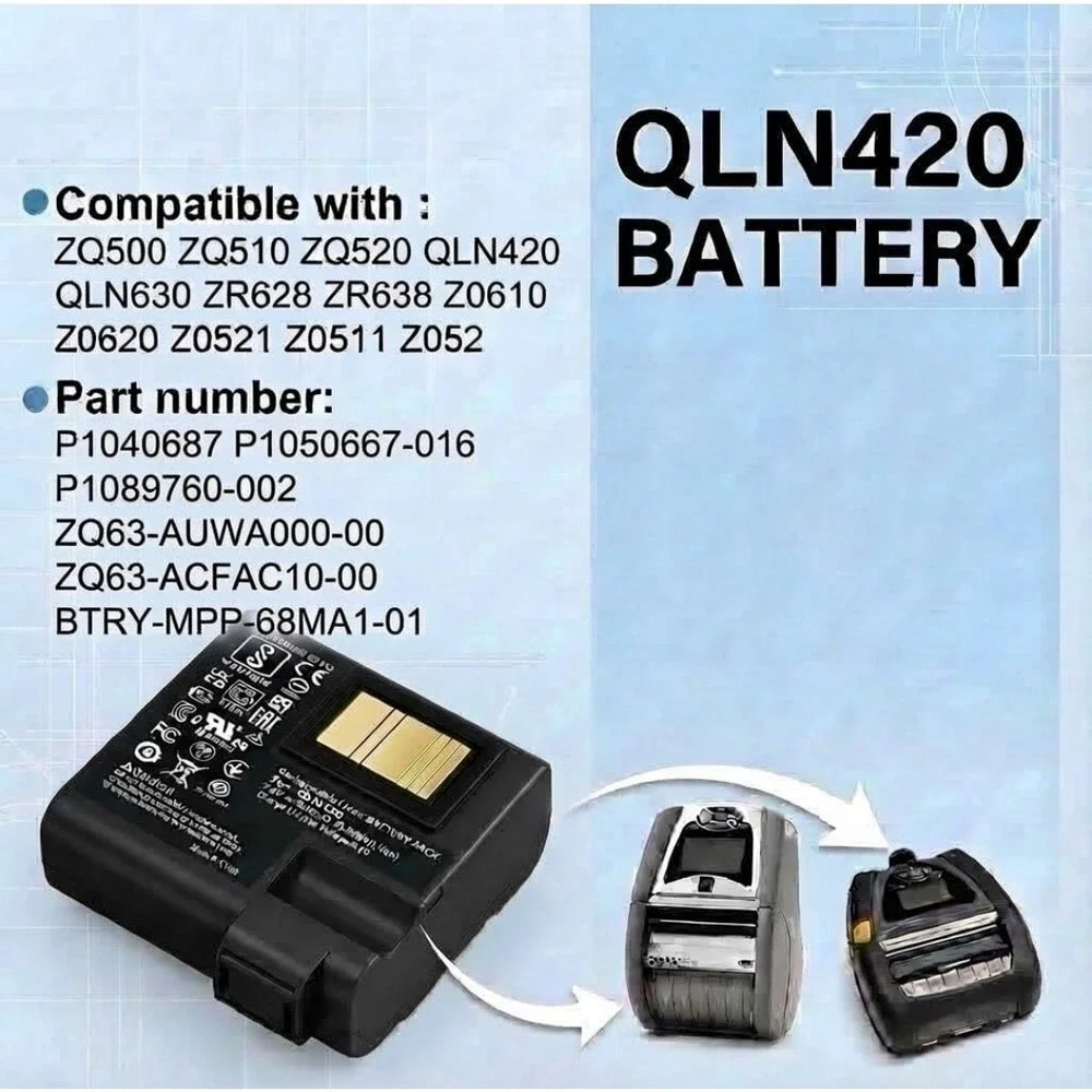 Zebra QLN420 ZQ630 ZQ63-AUWA000-00 ZQ63-ACFA, Li-Ion Replacement Battery Pack